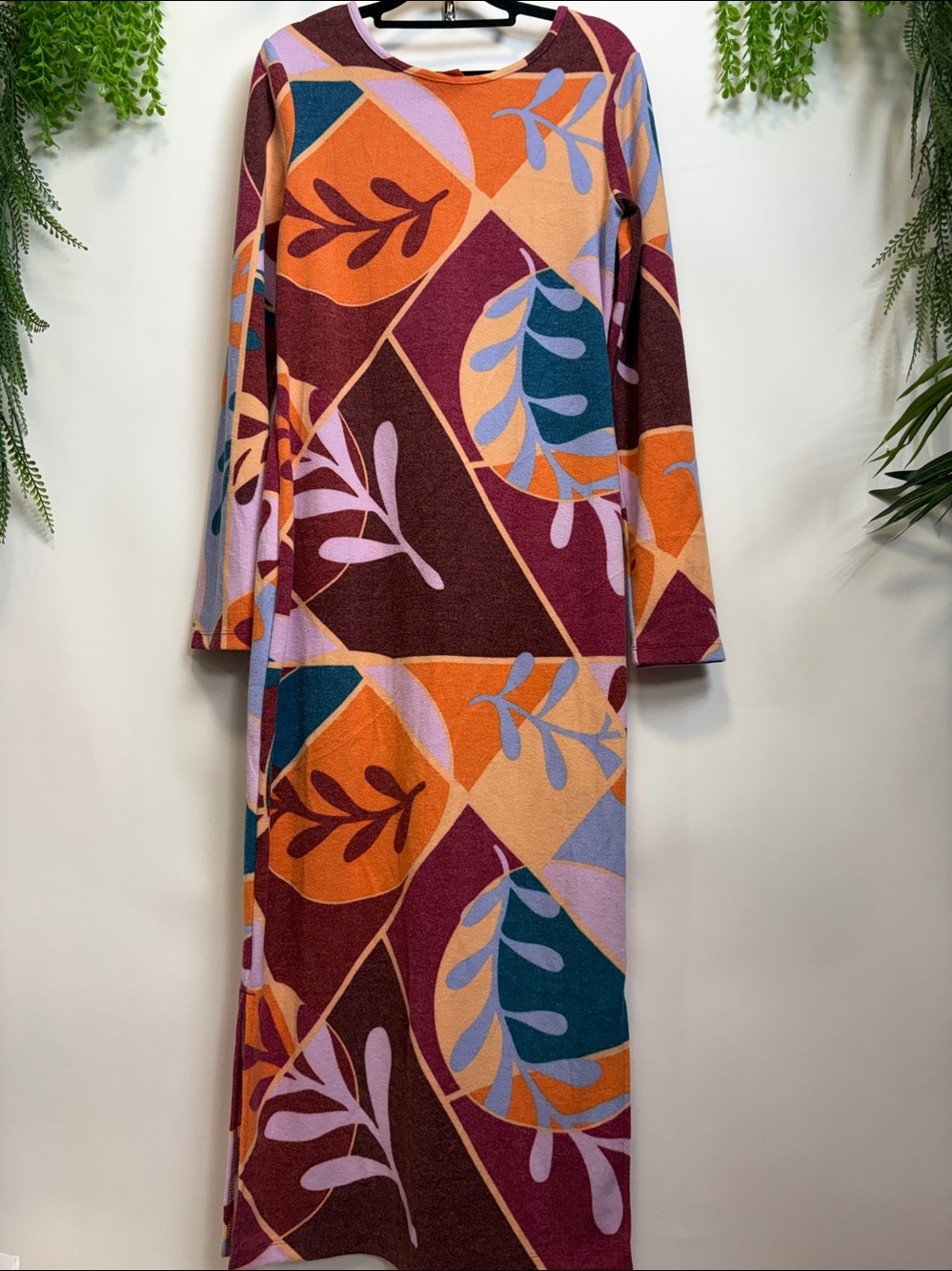 Vibrant Long Sleeve Geometric Dress